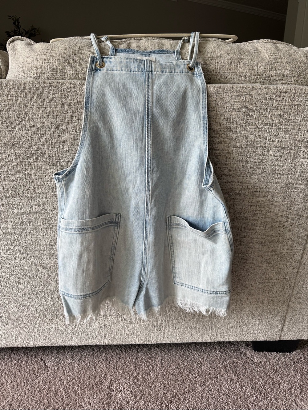 aerie Light Blue Denim Short Overalls